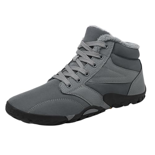 CYMMIYT Schneestiefel Herren Outdoor rutschfeste warme Pelz Casual Sneakers Plus Size leichte Stiefeletten Wanderschuhe(Gray,6.5) von CYMMIYT
