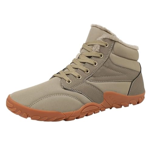 CYMMIYT Schneestiefel Herren Outdoor rutschfeste warme Pelz Casual Sneakers Plus Size leichte Stiefeletten Wanderschuhe(Khaki,8) von CYMMIYT