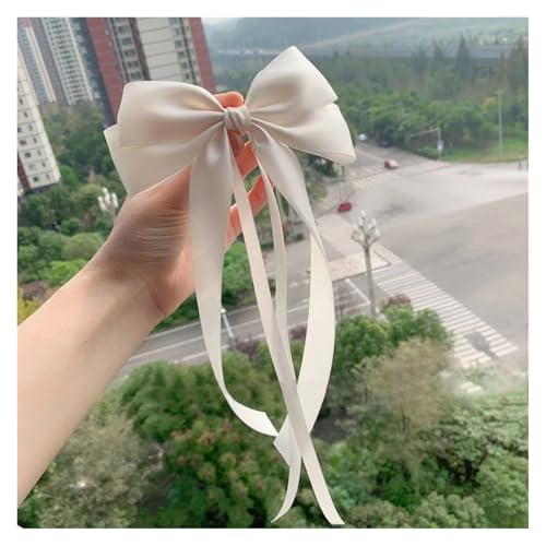 Haarspange schleife 1Pc Vintage Große Bogen Haar Clip Lange Band Haarnadeln Barrettes Kopfbedeckungen for Frauen Mädchen Haar Zubehör Hochzeit Schmuck Hochzeit(Beige) von CYMMIYT