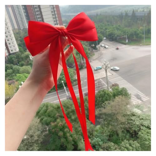 Haarspange schleife 1Pc Vintage Große Bogen Haar Clip Lange Band Haarnadeln Barrettes Kopfbedeckungen for Frauen Mädchen Haar Zubehör Hochzeit Schmuck Hochzeit(Red) von CYMMIYT