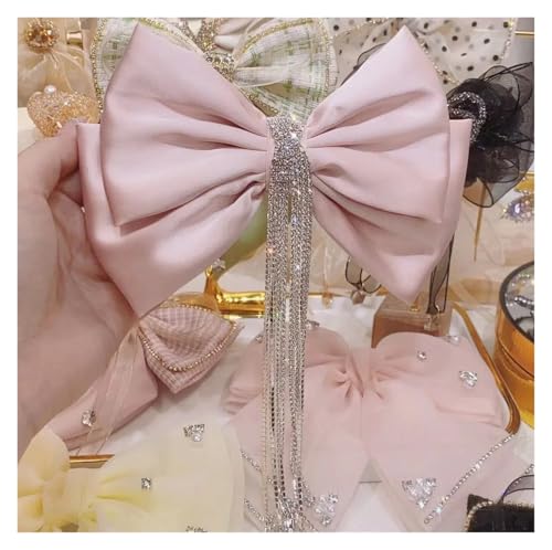 Haarspange schleife Bogen Perlen Chiffon Haarspangen Haarnadeln for Frauen Strass Frühling Haar Clips Band Stirnband Pferdeschwanz Haar Zubehör Hochzeit(Orange) von CYMMIYT