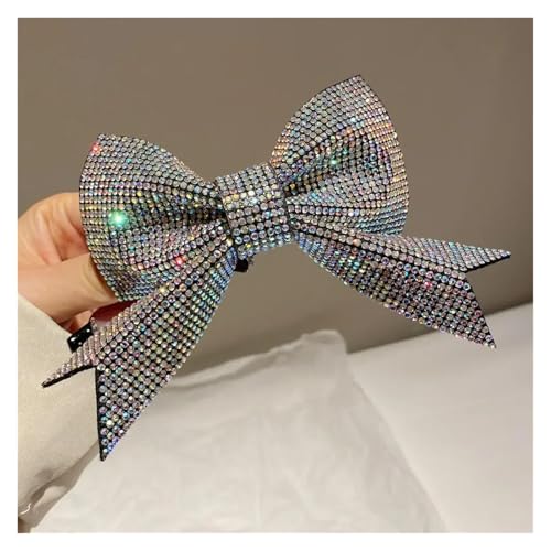Haarspange schleife Bogen Perlen Chiffon Haarspangen Haarnadeln for Frauen Strass Frühling Haar Clips Band Stirnband Pferdeschwanz Haar Zubehör Hochzeit(Silver) von CYMMIYT