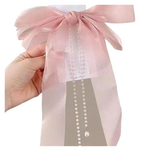 Haarspange schleife Bogen Quaste Frühling Clip Beige Rosa Süße Haarspange Haarspangen Mädchen Pferdeschwanz Haar Clip for Frauen Hochzeit Party Haar Zubehör Hochzeit(Pink) von CYMMIYT