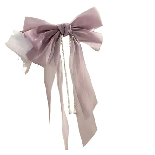 Haarspange schleife Bogen Quaste Frühling Clip Beige Rosa Süße Haarspange Haarspangen Mädchen Pferdeschwanz Haar Clip for Frauen Hochzeit Party Haar Zubehör Hochzeit(Purple) von CYMMIYT