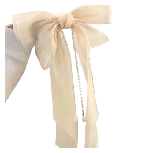 Haarspange schleife Bogen Quaste Frühling Clip Beige Rosa Süße Haarspange Haarspangen Mädchen Pferdeschwanz Haar Clip for Frauen Hochzeit Party Haar Zubehör Hochzeit(White) von CYMMIYT