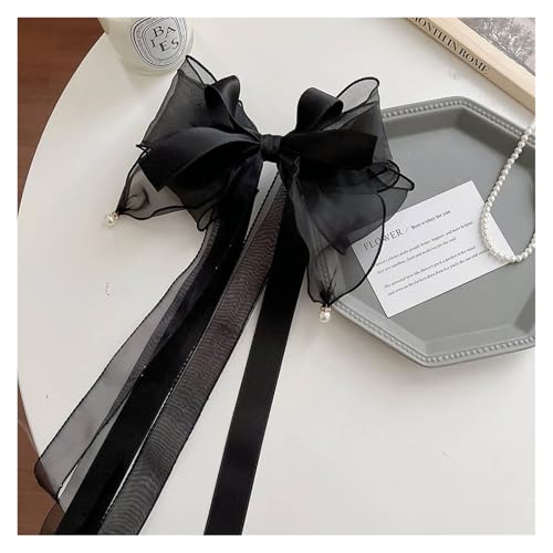 Haarspange schleife Chiffon Schleife Haarspange Damen Große Elegante Haarnadel Haarspangen Mädchen Einfarbig Pferdeschwanz Clip Haarschmuck Hochzeit(Color-01) von CYMMIYT