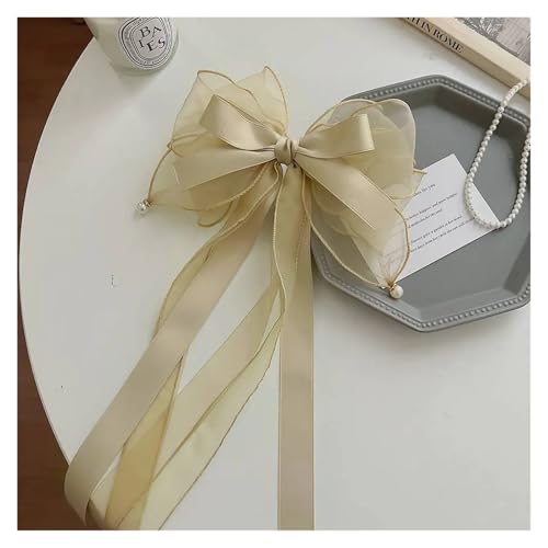 Haarspange schleife Chiffon Schleife Haarspange Damen Große Elegante Haarnadel Haarspangen Mädchen Einfarbig Pferdeschwanz Clip Haarschmuck Hochzeit(Color-03) von CYMMIYT