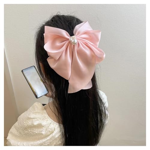 Haarspange schleife Frauen Lange Band Schleife Frühling Clip Einfarbig Perle Süße Und Niedliche Entenschnabel Clip Frühling/Sommer Kopfbedeckung Hochzeit(4) von CYMMIYT