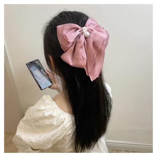 Haarspange schleife Frauen Lange Band Schleife Frühling Clip Einfarbig Perle Süße Und Niedliche Entenschnabel Clip Frühling/Sommer Kopfbedeckung Hochzeit(5) von CYMMIYT