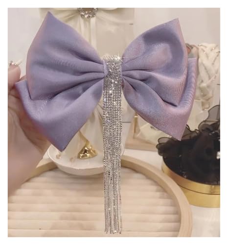 Haarspange schleife Große Schleife, perfekte Haarspange mit glänzenden Strasssteinen und langer Quaste for Frauen, perfekter Haarschmuck for Hochzeiten Hochzeit(Purple) von CYMMIYT