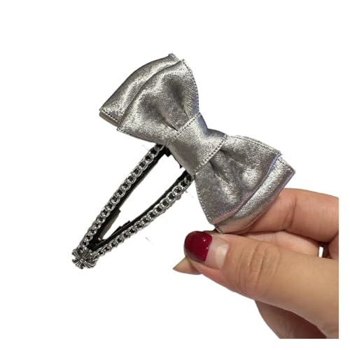 Haarspange schleife Haarschmuck, silberne Lederschleife, herzförmige Strass-Haarspange, süßer und cooler Stil, kaputte Haarspange for Frauen Hochzeit(BB clip) von CYMMIYT
