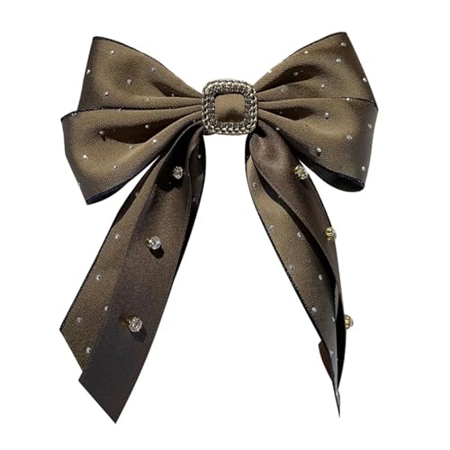 Haarspange schleife Rhinestone Barrettes 2 Layer Plaid Big Bow Pearl Hair Clip Ponytail Clip Hair Grip For Women Hair Accessories Hochzeit(Color-04) von CYMMIYT