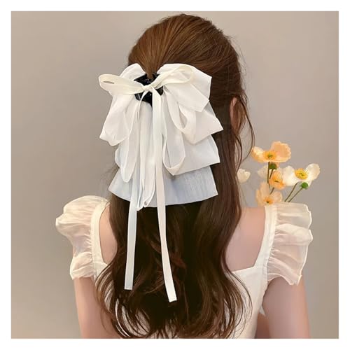 Haarspange schleife Schleife Floating Ribbon Grip Clip Mädchen Eleganter Pferdeschwanz Zopf Klaue Clip Retro Damen Haarkarte Haarschmuck Hochzeit(Color-02) von CYMMIYT