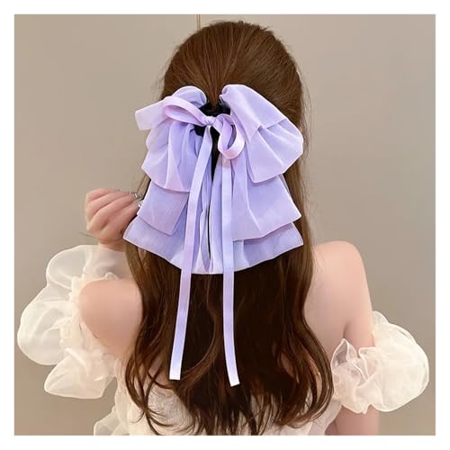 Haarspange schleife Schleife Floating Ribbon Grip Clip Mädchen Eleganter Pferdeschwanz Zopf Klaue Clip Retro Damen Haarkarte Haarschmuck Hochzeit(Color-03) von CYMMIYT