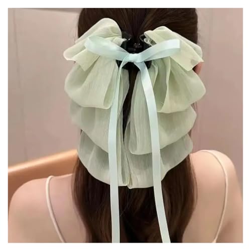 Haarspange schleife Schleife Floating Ribbon Grip Clip Mädchen Eleganter Pferdeschwanz Zopf Klaue Clip Retro Damen Haarkarte Haarschmuck Hochzeit(Color-06) von CYMMIYT