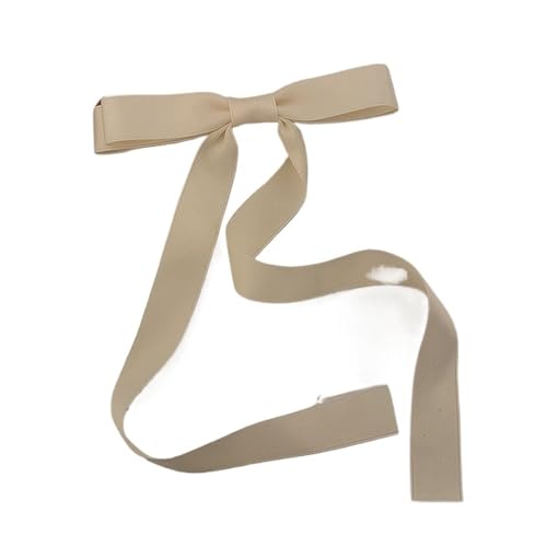 Haarspange schleife Süße lange Streamer-Bogen-Federklammern, schwarzes weißes Band, Schleife, Kopfspangen, doppellagig, for Damen Hochzeit(Wide beige) von CYMMIYT