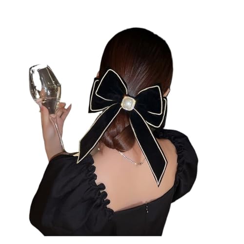 Haarspange schleife Velours Grace Bow Haarnadel Kristall Fransen Quaste Haarspange Damen Pferdeschwanz Strass Perlen Haarschmuck Hochzeit(Color-05) von CYMMIYT