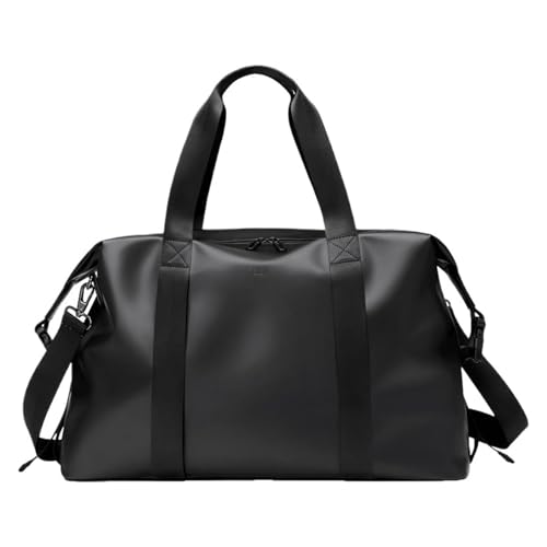 Sporttasche Leder Tragbare Reisetasche mit großem Fassungsvermögen for Herren, tragbare Gepäcktasche for Kurze Strecken, for Reisen, Geschäftsreisen und zur Aufbewahrung von Sportgeräten(Black) von CYMMIYT