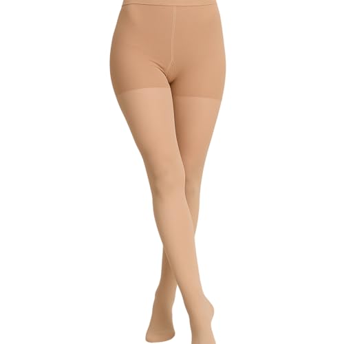 Kompressionsstrümpfe Damen Stützstrümpfe Medizinische 15-20 mmHg Kompressionsstrumpfhose mit Geschlossenem Zehen für Schwangerschaft Krampfadern Ödeme (Hautfarbe, XXL) von CYMNER