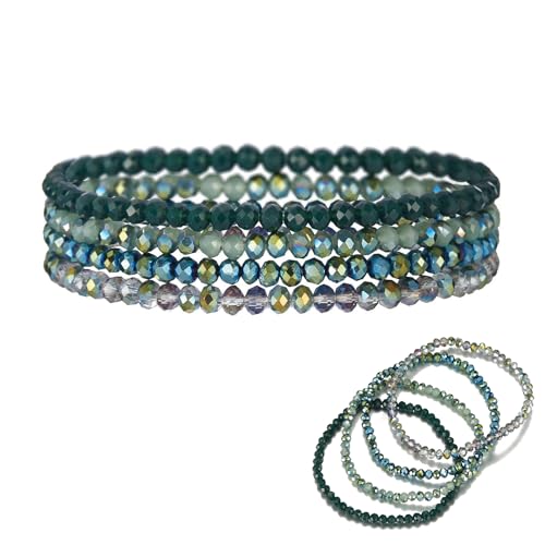 ArmbäNder Set, Kristall Armband, Armban Perle, ArmbäNder Damen Armband Perlen, Mehrschichtige Stretch-Armban, Bunte ArmbäNde Damen, Bohemian Crystal Beaded Multi-Layered Stretch Bracelet von CYMYGS