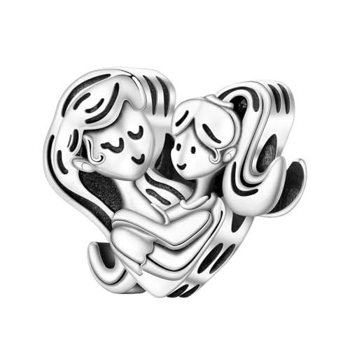 CYMYSS 925 Sterling Silber Bead Charms für Damen Charms Anhänger für Europäische Armbänder Armband Anhänger für Europäische Armbänder und Halsketten (Mutter-Tochter) von CYMYSS