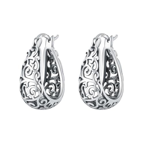 CYMYSS Ohrringe Silber 925 Creolen Silber 925 Silber Ohrringe Damen 925 Kleine Creolen Silber 925 Sterling Silber Ohrringe Hoop Earrings Earrings For Women (Alte Reben) von CYMYSS
