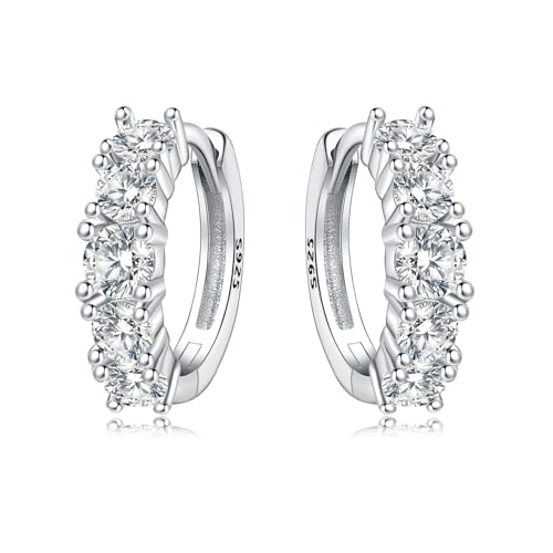 CYMYSS Ohrringe Silber 925 Creolen Silber 925 Silber Ohrringe Damen 925 Kleine Creolen Silber 925 Sterling Silber Ohrringe Hoop Earrings Earrings For Women (Edelsteinbesetzt) von CYMYSS