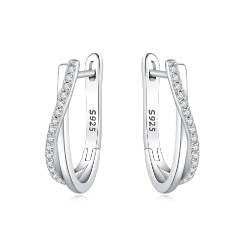 CYMYSS Ohrringe Silber 925 Creolen Silber 925 Silber Ohrringe Damen 925 Kleine Creolen Silber 925 Sterling Silber Ohrringe Hoop Earrings Earrings For Women (Elegante Steine) von CYMYSS