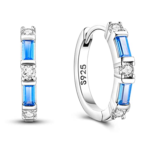 CYMYSS Ohrringe Silber 925 Creolen Silber 925 Silber Ohrringe Damen 925 Kleine Creolen Silber 925 Sterling Silber Ohrringe Hoop Earrings Earrings For Women (Frisches Blau und Weiß) von CYMYSS