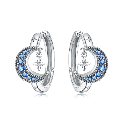 CYMYSS Ohrringe Silber 925 Creolen Silber 925 Silber Ohrringe Damen 925 Kleine Creolen Silber 925 Sterling Silber Ohrringe Hoop Earrings Earrings For Women (Mondquaste) von CYMYSS