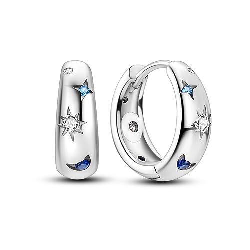 CYMYSS Ohrringe Silber 925 Creolen Silber 925 Silber Ohrringe Damen 925 Kleine Creolen Silber 925 Sterling Silber Ohrringe Hoop Earrings Earrings For Women (Sternenhimmel) von CYMYSS