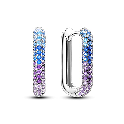 CYMYSS Ohrringe Silber 925 Creolen Silber 925 Silber Ohrringe Damen 925 Kleine Creolen Silber 925 Sterling Silber Ohrringe Hoop Earrings Earrings For Women (mit Regenbogen bedeckt) von CYMYSS