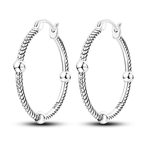 CYMYSS Ohrringe Silber 925 Creolen Silber Damen 925 Kleine Creolen Silber 925 Sterling Silber Ohrringe Hoop Earrings Earrings For Women (Tri-Ball Serpentine) von CYMYSS