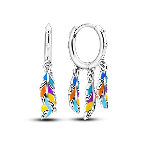 CYMYSS Ohrringe Silber 925 Hängend Zirkonia Earrings Ohrhänger Silber 925 Hängeohrringe für Damen Geschenk für Frauen Freundin Mama (Bunte Traumfänger) von CYMYSS