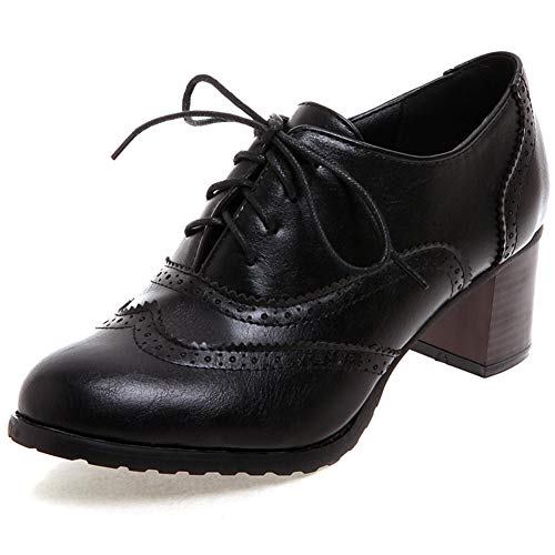CYNLLIO Damen Vintage Wingtips Schnürhalbschuhe Halbschuhe Halbschuhe Mid Chunky Heels Pumps Perforierte Kleid Sattelschuhe, 5 Schwarz, 35.5 EU CYNLLIO Damen Vintage Wingtips Schnürhalbschuhe Halbschuhe Halbschuhe Mid Chunky Heels Pumps Perforierte Kleid Sattelschuhe, 5 Schwarz, 35.5 EU von CYNLLIO