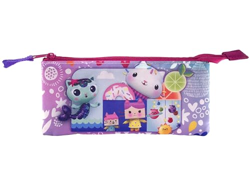 CYPBRANDS CyP Brands-Gabby, Dreifach-Federmäppchen, Schulmäppchen mit 3 Fächern, offizielle Lizenz, farbenfrohes Design, für Mädchen, ideales Schulgeschenk von CYPBRANDS