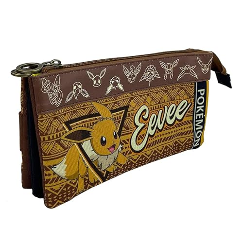 CYPBRANDS Unisex Kinder Cyp Brands-Pokémon Portatodo Triple Adaptable A Trolley-Eeve Federmäppchen, braun von CYPBRANDS