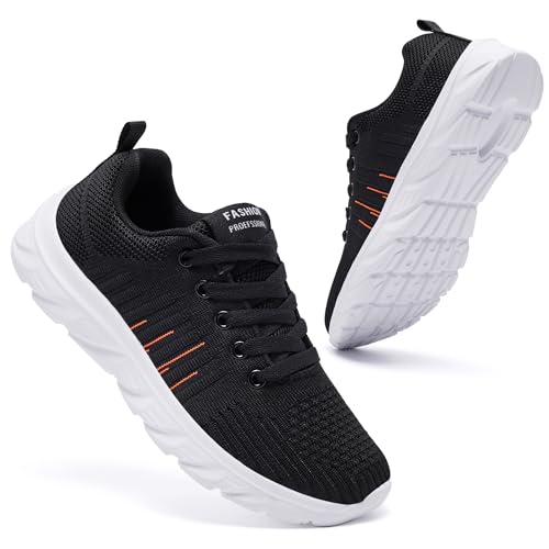 CYRUWOSH Damen Schuhe Sportschuhe Turnschuhe StraßEnlaufschuhe Laufschuhe Walkingschuhe Sneaker Leichte Mesh Atmungsaktive StoßAbsorbierende Sohle Mit Hoher Elastizität Schwarz Orange 40 von CYRUWOSH