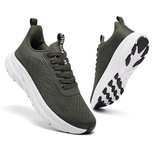 CYRUWOSH Herren Schuhe Laufschuhe Sportschuhe Sneaker Turnschuhe Walkingschuhe Tennisschuhe Fitnessschuhe Mesh Outdoor Freizeitschuhe Atmungsaktiv Dunkelgrüne 43 von CYRUWOSH