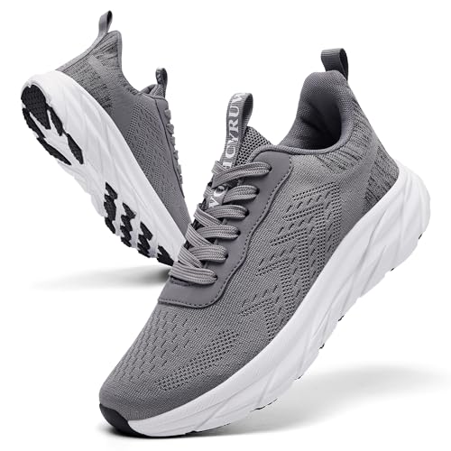 CYRUWOSH Herren Schuhe Laufschuhe Turnschuhe Sportschuhe Sneaker Walkingschuhe Tennisschuhe Freizeitschuhe Atmungsaktiv Outdoor Mesh Fitnessschuhe Grau 40 von CYRUWOSH