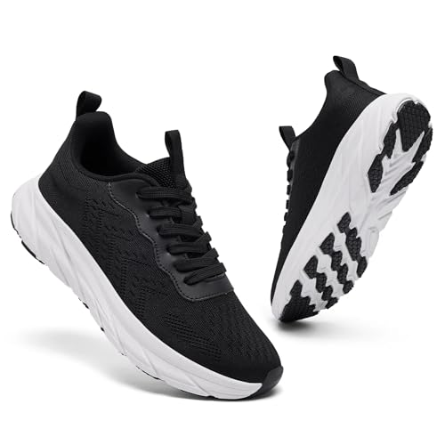 CYRUWOSH Herren Schuhe Sportschuhe Laufschuhe Sneaker Turnschuhe Walkingschuhe Tennisschuhe Fitnessschuhe Outdoor Freizeitschuhe Mesh Atmungsaktiv Schwarz 41 von CYRUWOSH