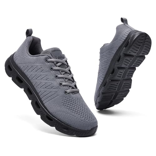 CYRUWOSH Herren Schuhe Turnschuhe Sportschuhe Laufschuhe Straßenlaufschuhe Tennis Sneaker Fitness Jogging Walkingschuhe Leichtgewichts Atmungsaktiv Freizeit Schuhe Grau 44 von CYRUWOSH