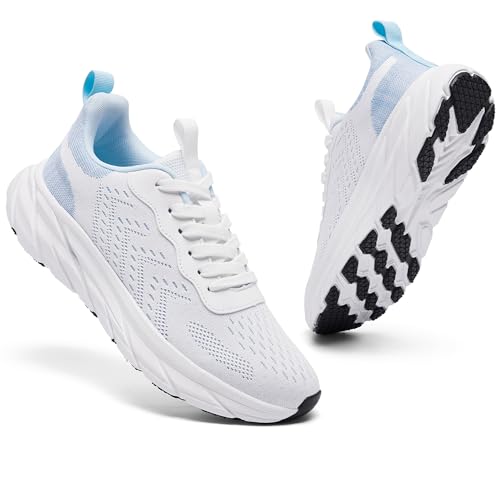 CYRUWOSH Herren Schuhe Walkingschuhe Sneaker Laufschuhe Turnschuhe Sportschuhe Tennisschuhe Freizeitschuhe Outdoor Mesh Atmungsaktiv Fitnessschuhe Weiß 42 von CYRUWOSH