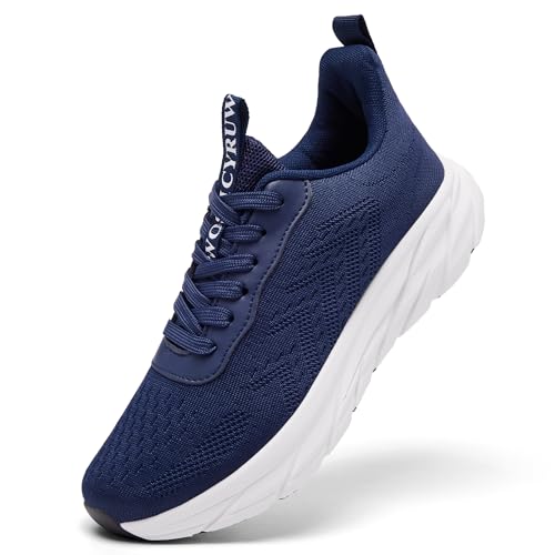 CYRUWOSH Herren Sneaker Turnschuhe Laufschuhe Sportschuhe Tennisschuhe Walkingschuhe Fitnessschuhe Outdoor Schuhe Mesh Freizeitschuhe Atmungsaktiv Dunkelblau 42 von CYRUWOSH