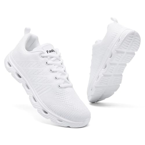 CYRUWOSH Herren Sneaker Turnschuhe Sportschuhe Laufschuhe Straßenlaufschuhe Tennis Schuhe Fitness Walkingschuhe Jogging Leichtgewichts Atmungsaktiv Freizeit Schuhe Weiß 42 von CYRUWOSH