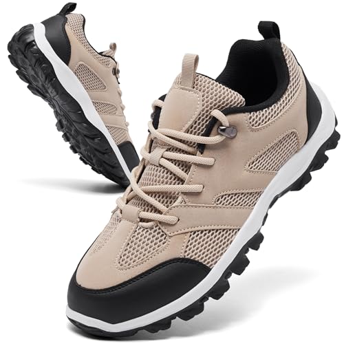 CYRUWOSH Herren Trekking Wanderstiefel Traillaufschuhe Schuhe Turnschuhe Ultralight Outdoor-bereit Schuhe Komfort Dämpfung Khaki 42 von CYRUWOSH