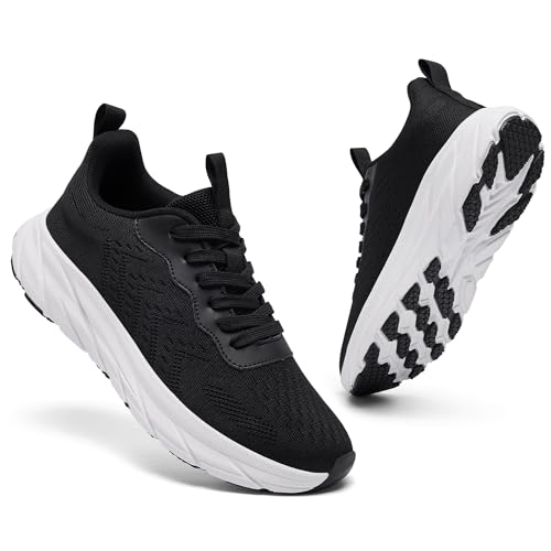 CYRUWOSH Herren Turnschuhe Sportschuhe Schuhe Walkingschuhe Sneaker Laufschuhe Tennisschuhe Outdoor Freizeitschuhe Mesh Atmungsaktiv Fitnessschuhe Schwarz 43 von CYRUWOSH