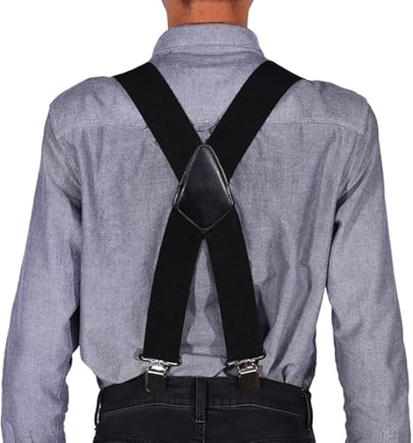 CYSFETENA Polyester Baumwolle Herren 5cm Hosenträger Elastisch 50mm,Breite Hosenträger Herren mit Extra Starken Clips,X-Form Hosenträger Längenverstellbar für Freizeit Arbeit von CYSFETENA