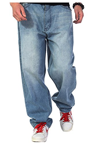 CYSTYLE 2018 Herren Hip Hop Jeanshose Hipster Style Baggy Jeans Rap Denim Straight Leg Loose Fit (Stil 1, W 30=Asia 32) von CYSTYLE