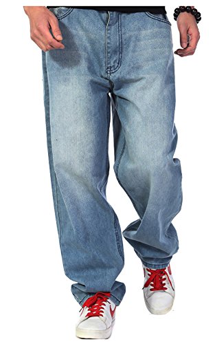 CYSTYLE 2018 Herren Hip Hop Jeanshose Hipster Style Baggy Jeans Rap Denim Straight Leg Loose Fit (Stil 1, W 36=Asia 38) von CYSTYLE